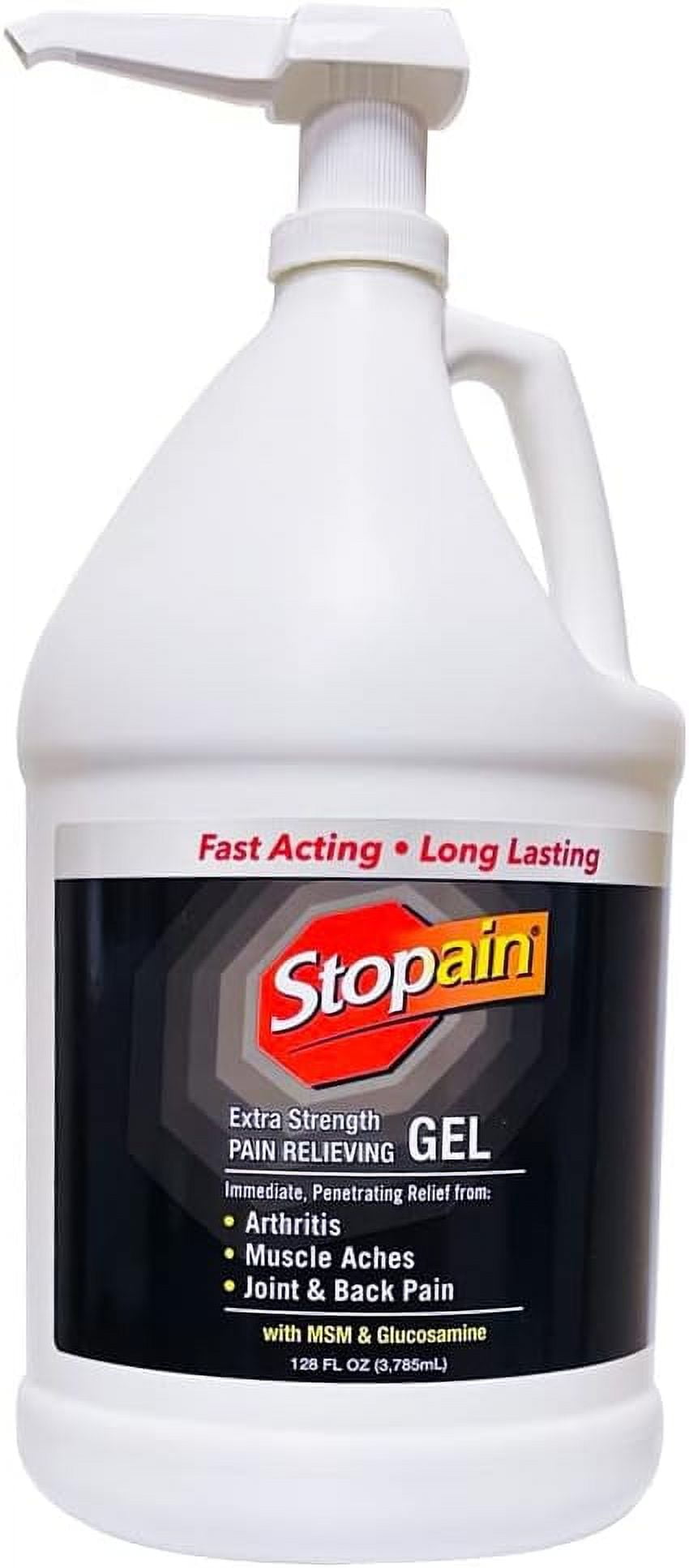 Stopain Pain Relief Gel 1 Gallon, USA Made, Max Strength Fast Acting With Menthol, Glucosamine, MSM For Back Pain, Athritis, Knee, Joint, Neck Pain, HSA FSA Approved OTC Topical Analgesic Product