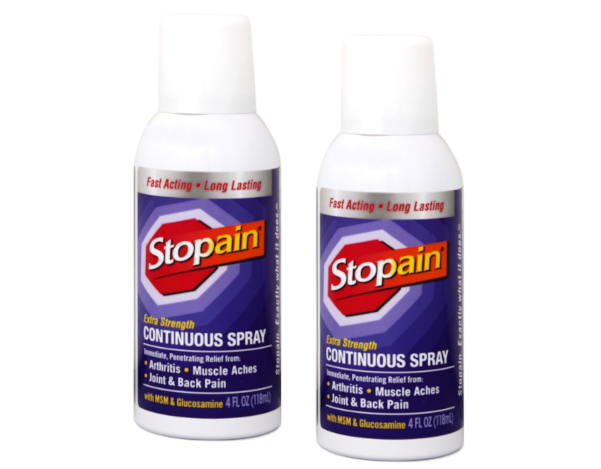 Stopain Pain Relief Spray 4oz (2 Pack) USA Made, Max Strength Fast Acting With MSM, Glucosamine, Menthol For Arthritis, Lower Back Sciatica, Knee, Neck, HSA FSA Approved Topical Analgesic Products