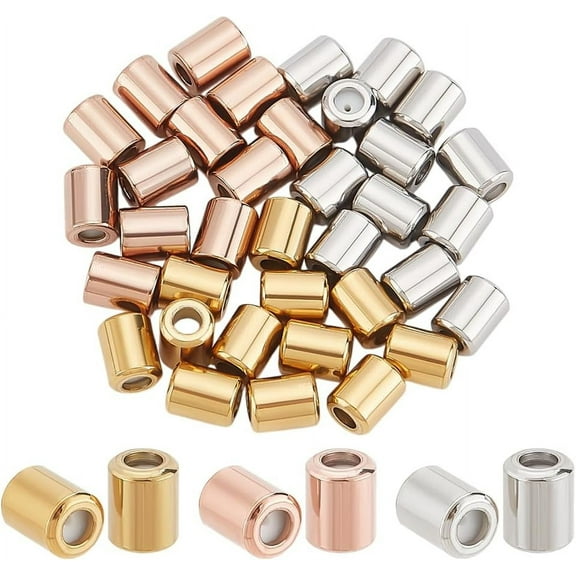 Stopper Beads 36pcs 3 Colors Column Positioning Spacer Beads Adjustable Slider Beads Rubber Beads Stainless Steel Spacer Beads