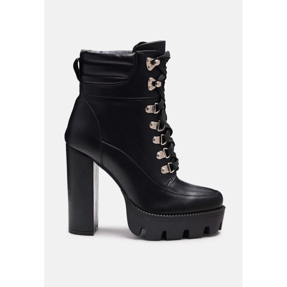 Stopper Cushion Collared Lace Up Boots