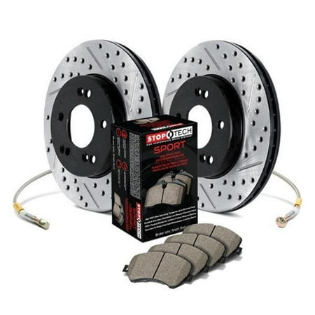 Stoptech 978.47024F 27.94 mm Sport Drilled & Slotted Front Brake Kit