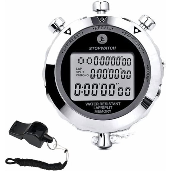 Stopwatch, Metal Stop Watch for Sports 10/100/400 Laps, Stopwatches Timer for Coach Sports Running with 0.01second & 0.001second Timing, Conutdown, Alarm