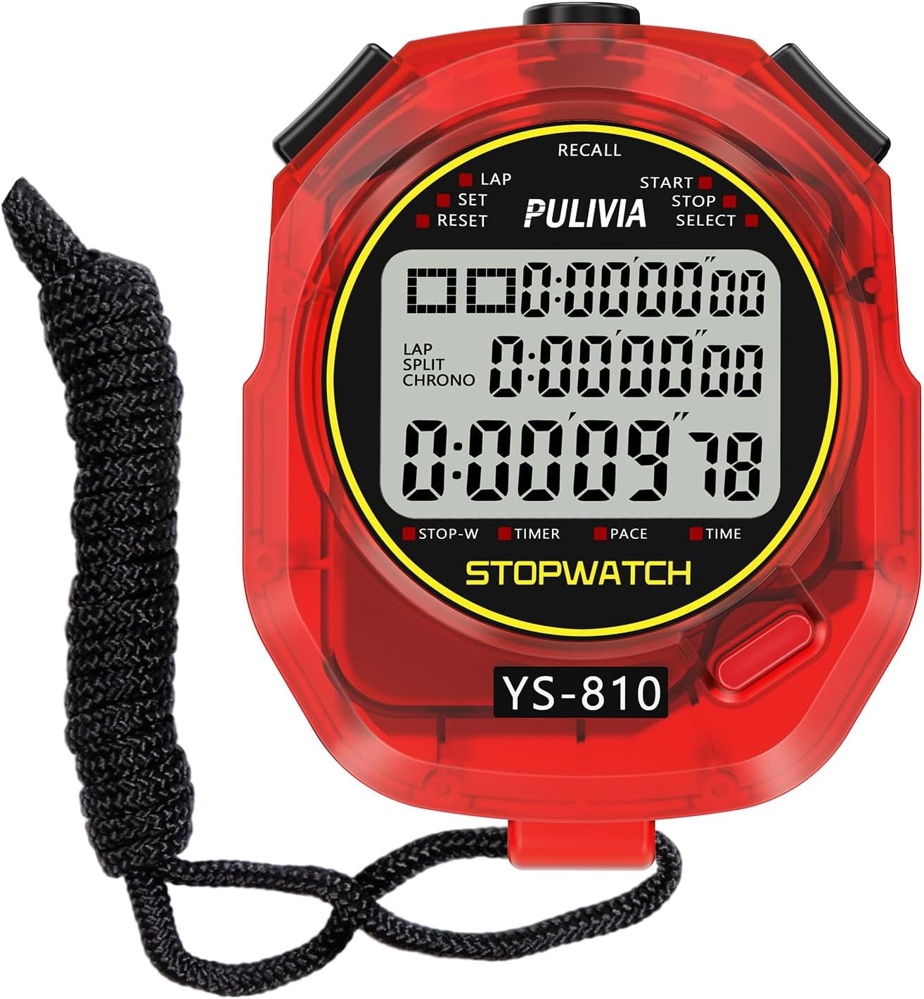 Stopwatch Timer 10 Splits/Laps Digital Stop Watch for Sports Countdown ...