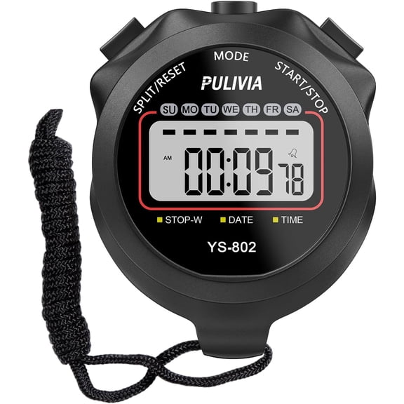 Stopwatch Timer Lap Split Digital Stopwatch with Clock Calendar Alarm Large Display Stop Watch for Sports Kids Coaches Swimming Running