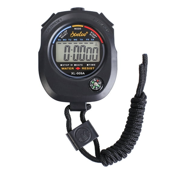 Stopwatch Timer,Stop Watches for Sports,Multifunctional Sports Competition Electronic Stopwatch Sports Training Timer Display Two-channel Memory Digital Timer Alarm Clock Calendar(Black)
