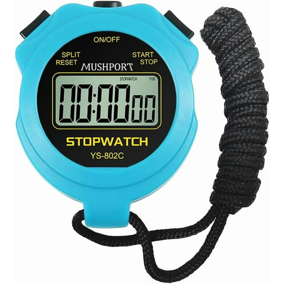 Stopwatch Timer Only Stopwatch Mode, ON/Off Silent Simple Operation, Without Clock Date Countdown, Digital Stop Watch for Sports Kids Coaches Swimming Running, Blue