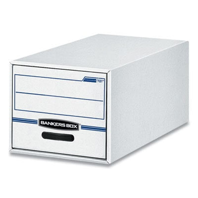 White and Blue Legal Size Stackable Drawer Cabinet with Plastic Handle