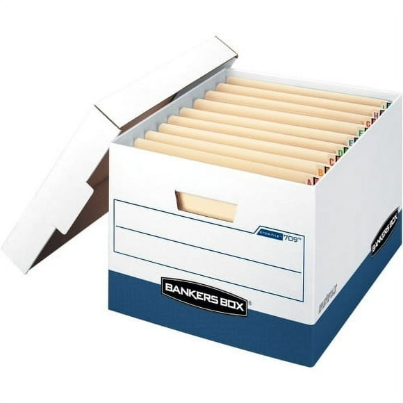 Stor/File End Tab Storage Boxes, Letter/Legal Files, White/Blue, 12/Carton