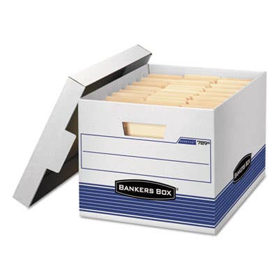 Stor/File Medium-Duty Letter/Legal Storage Boxes, Letter/Legal Files, 12.75" X 16.5" X 10.5", White/Blue, 4/Carton - image 1 of 2