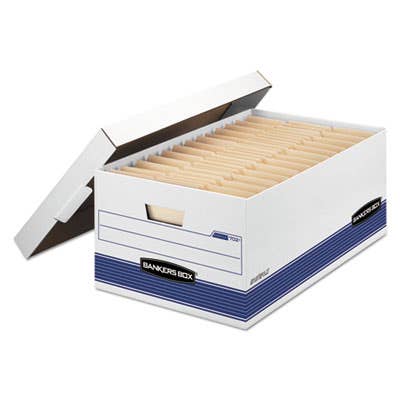 Stor/File Medium-Duty Storage Boxes, Legal Files, 15.88" X 25.38" X 10.25", White/Blue, 4/Carton - image 1 of 4