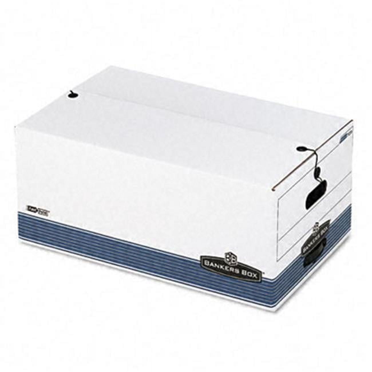 White and Blue Heavy-Duty Legal Size Storage Box with Reinforced Handles