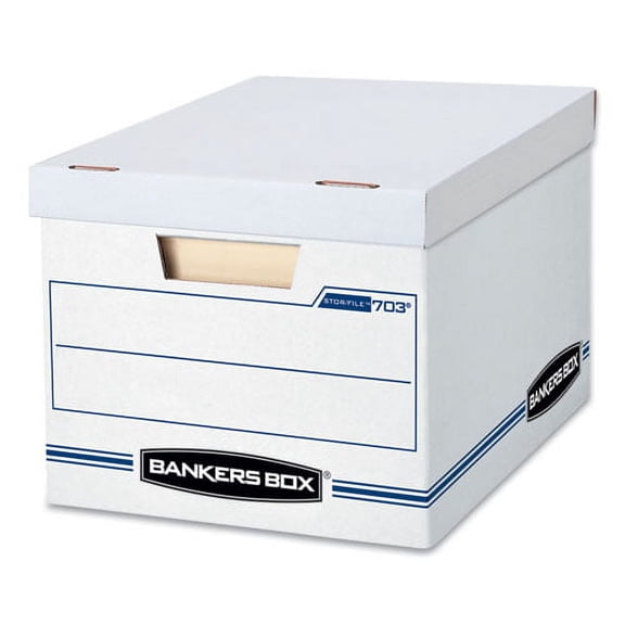 Stor/file Basic-Duty Storage Boxes, Letter/legal Files, 12.5" X 16.25" X 10.5", White/blue, 4/carton | Bundle of 2 Cartons