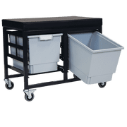 StorBenchSeat w/Cushioned Seat and 2 Storsystem Trays and Bins-Gray