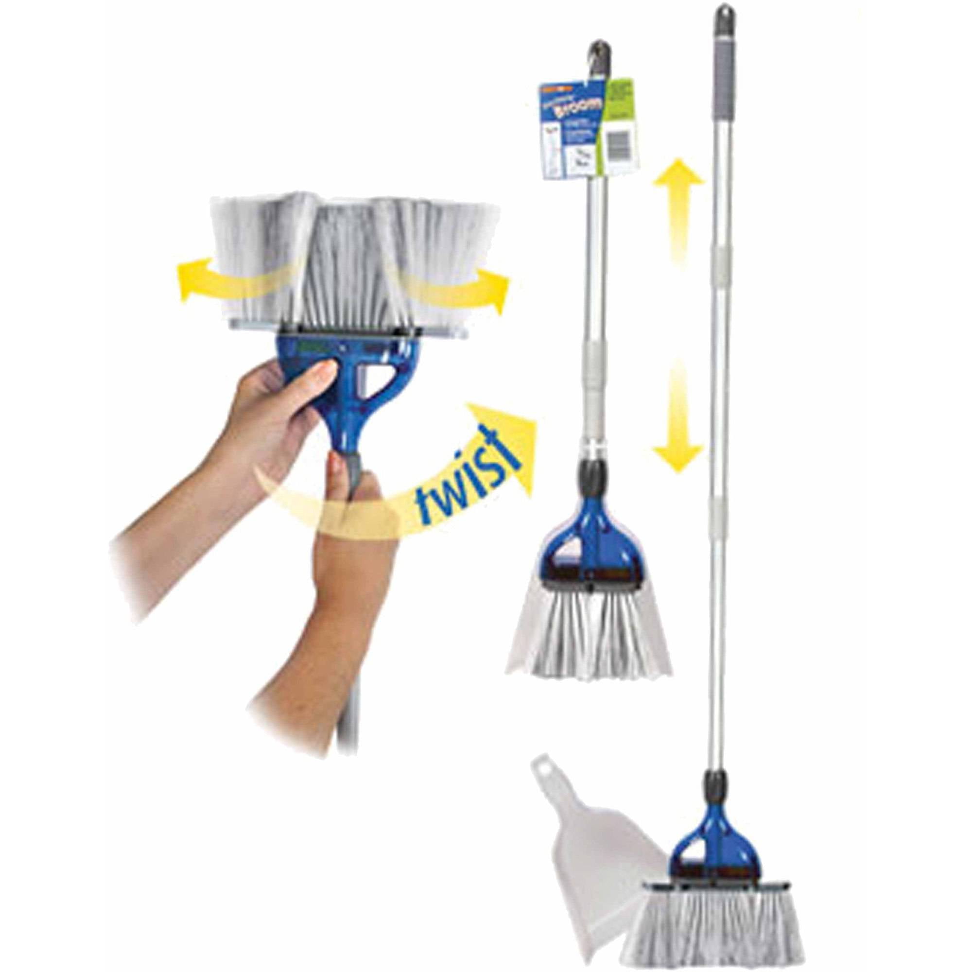 StorMate Broom - Grey and Blue Aluminum Extendable and Collapsible Broom for RV / Marine / Home Use - Thetford 36772