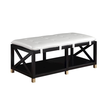Furniture of America Tally 48.5" Wide Wood Bench with Removable Cushion