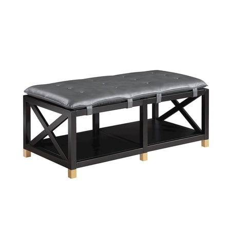 Furniture of America Tally 48.5" Wide Wood Bench with Removable Cushion