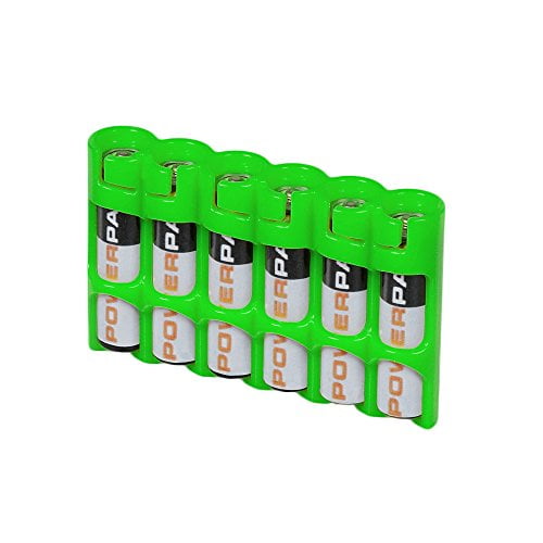 Storacell by Powerpax Slimline AAA Battery Caddy, Glow-in-the-Dark Moonshine, Holds 6 Batteries