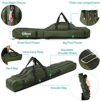 Storage 3 Layers Fishing Pole Bag Portable Folding Rod Carry Case Fishing Reel Tackle Storage Bag Case