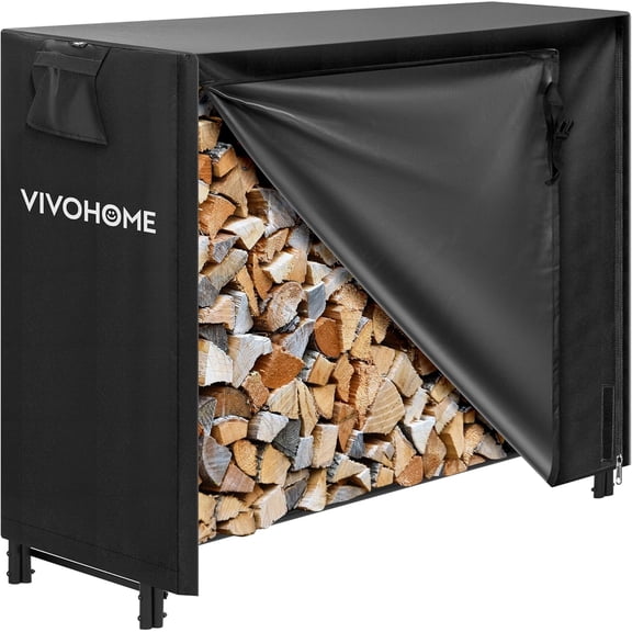 Storage 4ft Heavy Duty Indoor Outdoor Firewood Log Rack And Cover Combo Set
