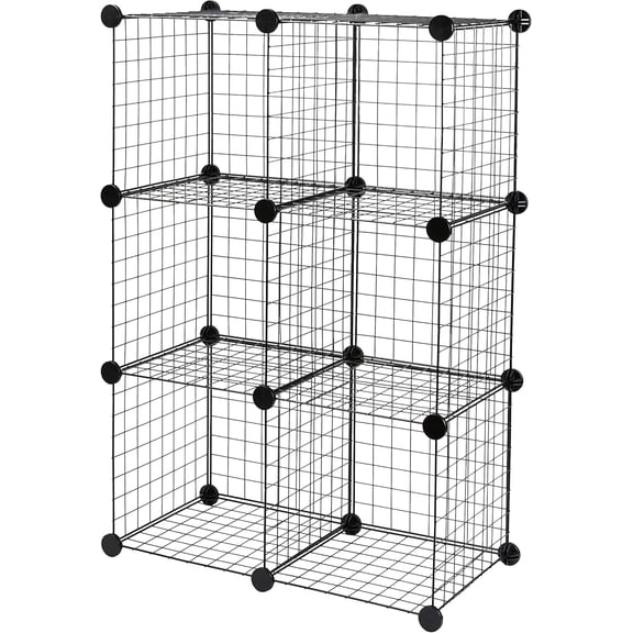 Storage 6-cube Wire Grid Stackable Organizer Metal Shelving Unit No-tool