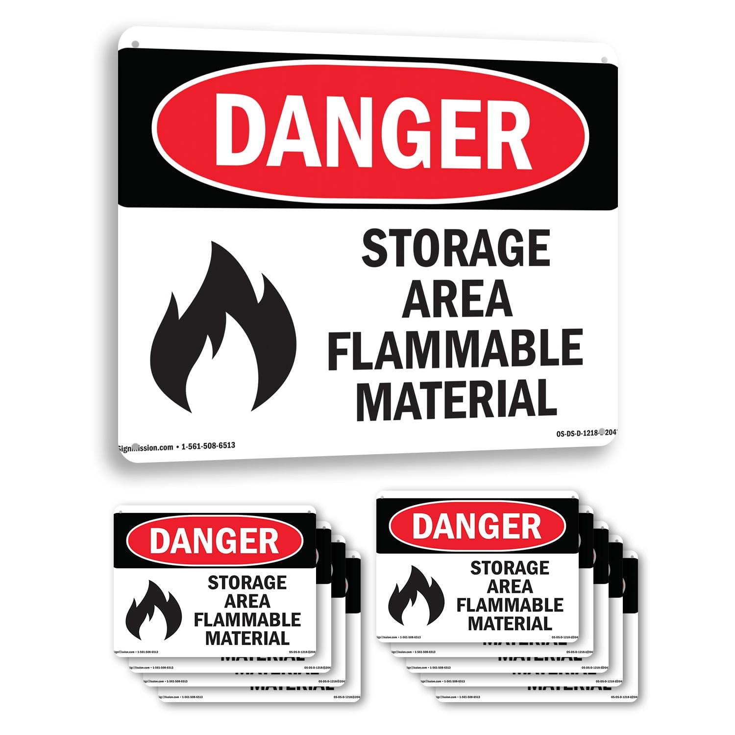 Storage Area Flammable Material OSHA Danger Aluminum Sign 10 Inch x 7 ...