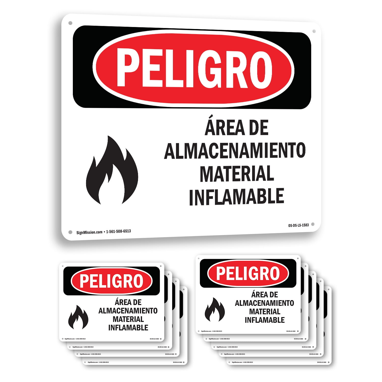 Storage Area Flammable Material Spanish OSHA Danger Aluminum Sign 18 ...