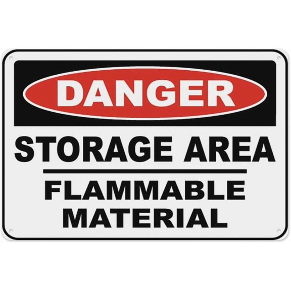 Storage Area Flammable Sign 8"x12", Aluminum Tin Warning Signs for Home Outdoor Garden, Weatherproof Fire Hazard Sign for Storage