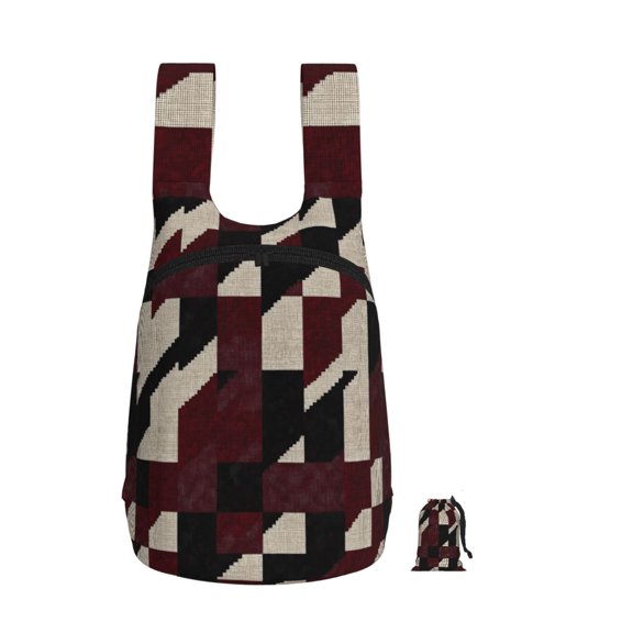 Storage Backpack 1417in Soft And Lightweight And Tear Resistant Folding For Travel Workers Or Leisure Out Crimson Modern Houndstooth Texture_2