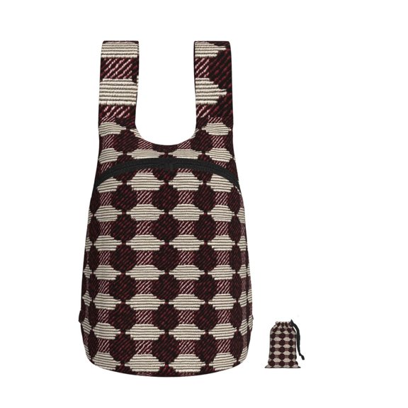 Storage Backpack 1417in Soft And Lightweight And Tear Resistant Folding For Travel Workers Or Leisure Out Crimson Modern Houndstooth Texture_3