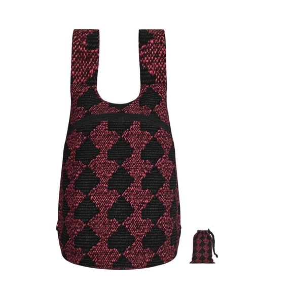 Storage Backpack 1417in Soft And Lightweight And Tear Resistant Folding For Travel Workers Or Leisure Out Crimson Modern Houndstooth Texture_4