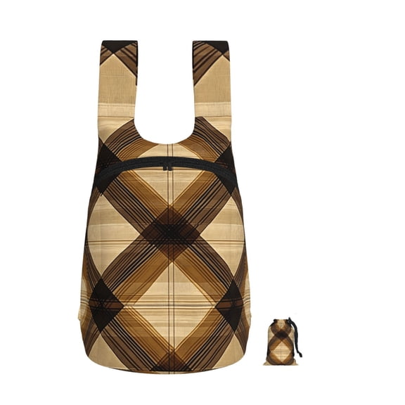 Storage Backpack 1417in Soft And Lightweight And Tear Resistant Folding For Travel Workers Or Leisure Out Plaid Fall Camo Brown_2