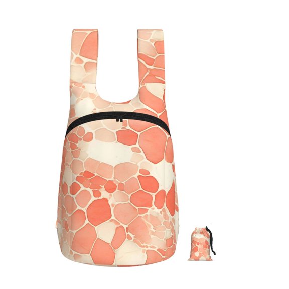 Storage Backpack 1417in Soft And Lightweight And Tear Resistant Folding For Travel Workers Or Leisure Out Snake Skin Print Style Coral_3