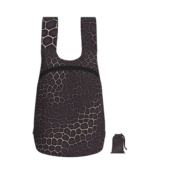 Storage Backpack 1417in Soft And Lightweight And Tear Resistant Folding For Travel Workers Or Leisure Out Snake Skin Print Style Darkgray_4