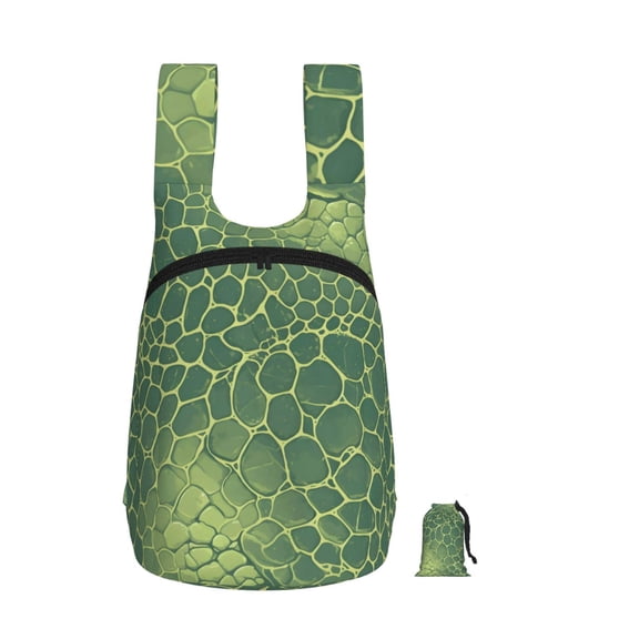 Storage Backpack 1417in Soft And Lightweight And Tear Resistant Folding For Travel Workers Or Leisure Out Snake Skin Print Style Lightgreen_4