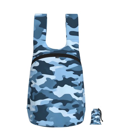 Storage Backpack 1417in Soft And Lightweight And Tear Resistant Folding For Travel Workers Or Leisure Out Vector Camouflage Pattern Blue_3