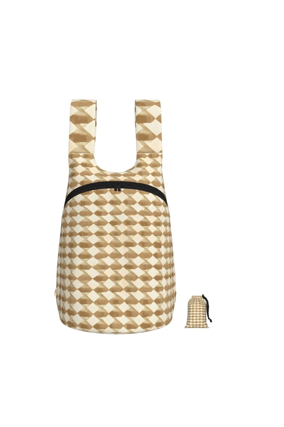 Storage Backpack 1417in Soft And Lightweight And Tear Resistant Folding For Travel Workers Or Leisure Out Tan Houndstooth Vintage Texture Hand-Drawn Sketch_1