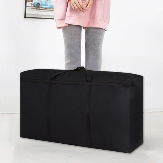 Storage Bag 100L Extra Large Reinforced Fabric Moving Bag - Heavy Duty Metal Zipper Water-Repellent Durable Storage for Clothes Blankets Quilts Bedding - 39x23x11 Inch Closet Organizer with Handle