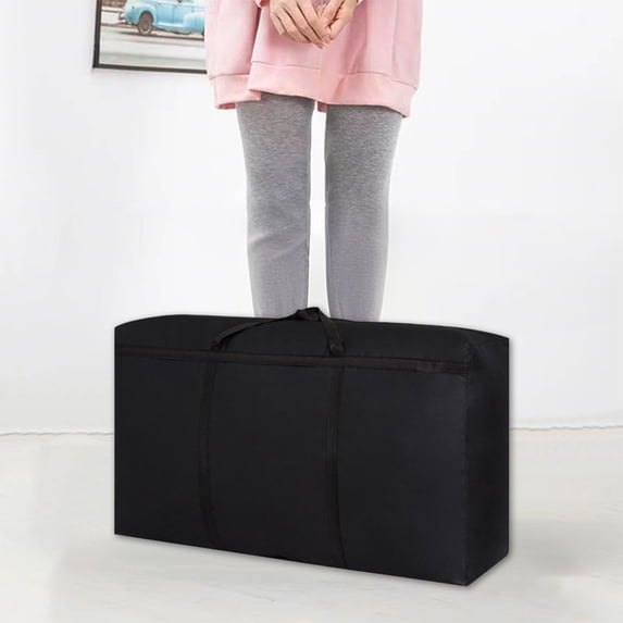 Storage Bag 100L Extra Large Reinforced Fabric Moving Bag - Heavy Duty Metal Zipper Water-Repellent Durable Storage for Clothes Blankets Quilts Bedding - 39x23x11 Inch Closet Organizer with Handle