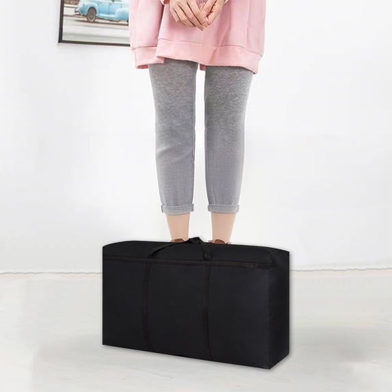 Storage Bag 100L Extra Large Reinforced Fabric Moving Bag - Heavy Duty Metal Zipper Water-Repellent Durable Storage for Clothes Blankets Quilts Bedding - 39x23x11 Inch Closet Organizer with Handle
