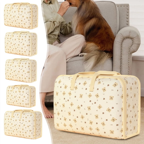 Storage Bag 36L Bear Storage Bag Large Capacity Fabric Moving Organizer for Bedding Clothing Daily Necessities(1Pcs) Rkxzt