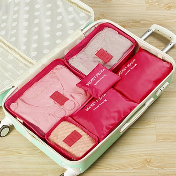 Storage Bag 6 Travel Storage Bags Large Capacity Luggage Suitcase Portable Storage Bag Clothing Storage Bag Six Set Home Textile StorageCloth, Hot Pink One Size