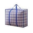 thumbnail image 1 of Storage Bag, Blue Plaid Foldable Zipper, 1 Piece Large Size 27.6*19.7*9.1 Inch, Heavy Duty Carry Handle Organizer Bag for Moving Clothes Bedding Blanket Comforter Home Storage, 1 of 5