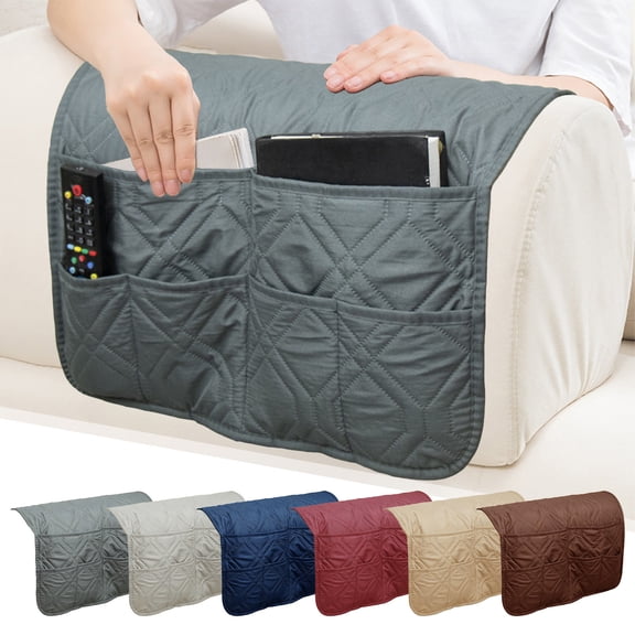 Storage Bag Hanging Organizer, Bedside Sofa Caddy with Pockets for Remote Books Phone, Portable Wall Mount Storage Pouch, Khaki Polyester Home Organization, Topliu