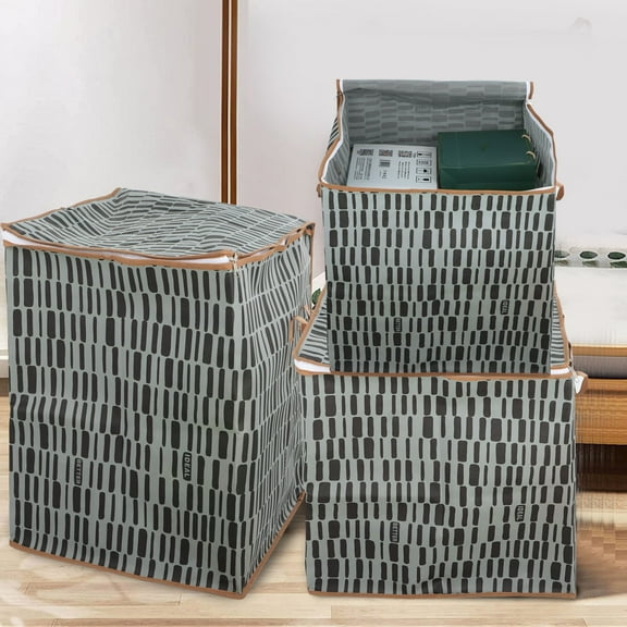 Storage Bag Large Capacity Folding Clothes Portable Wardrobe Sorting Box With Reinforced Handle Zipper For Home Comforters Pillow Blanket Bedding Quilt