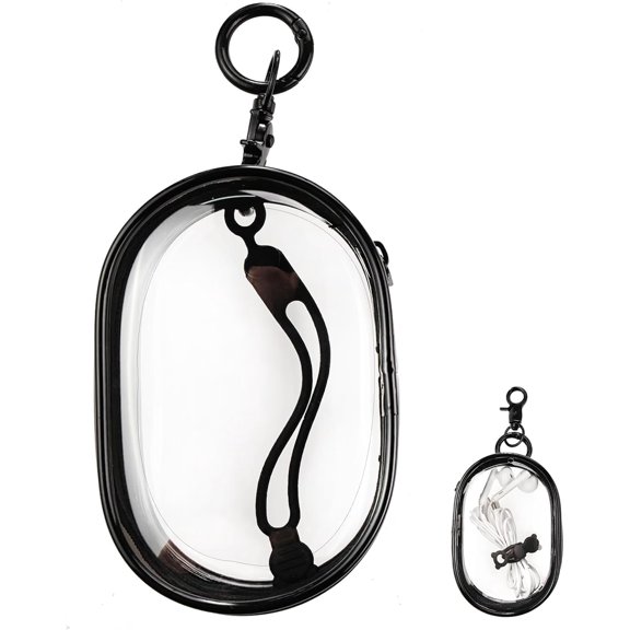 Storage Bag for Organizing Data Cables, Earphone, Chargers, Keys, Change, Blind Box Doll Transparent Display Bag, Portable Multi-Function Storage with Data Storage Rope(Black)