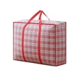 thumbnail image 1 of Storage Bag, Red Plaid Foldable with Zipper, Extra Large XL Size 31.5 x 21.7 x 9.1 Inch, 1 Pack, Heavy Duty Storage Tote for Clothes Bedding Moving House Camping Closet Organization, 1 of 5