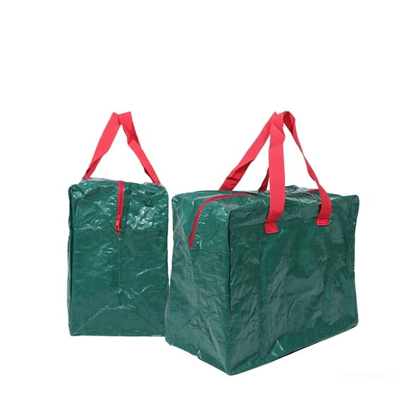 Storage Bag Set of 2 Portable Holiday Decoration Organizer Round Fabric Tote for Christmas Ornaments Bulbs Festive Decor Home Storage Seasonal Closet Organization Container