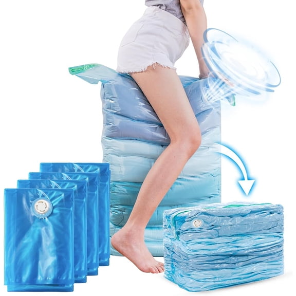 Storage Bags 4 Pack, Jumbo Cube (31x40x15 Inch), Extra Large Vacuum Seal Bags for Clothing, Comforters, Blankets, Pillow, Bedding, Sweater, Closet Organizers, Space Saving, Cream