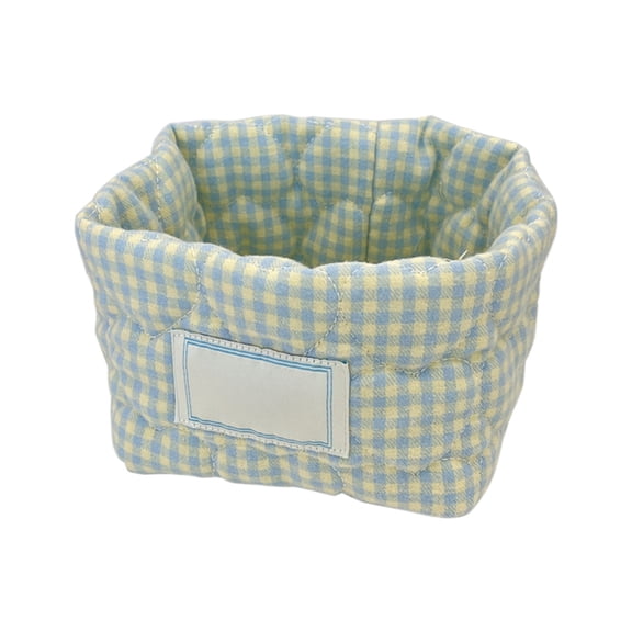 Storage Bags​ Colorful Plaid Soft Bin with White Label Cloth Collapsible Design Desk Closet Small Item Organization Home Utility Storage