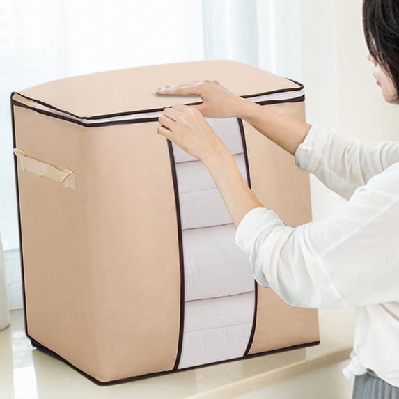Storage Bags, Extra Large Fabric Storage, Heavy Duty Reinforced Handles, Double Zipper Closure, for Clothes Organization and Space Saving, Home and Travel Use
